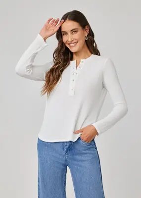 Bella Dahl Long Sleeve Wide Placket Henley