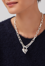 Jenny Bird Padlock Heart Pendant Necklace - Silver