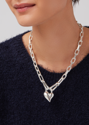 Jenny Bird Padlock Heart Pendant Necklace - Silver