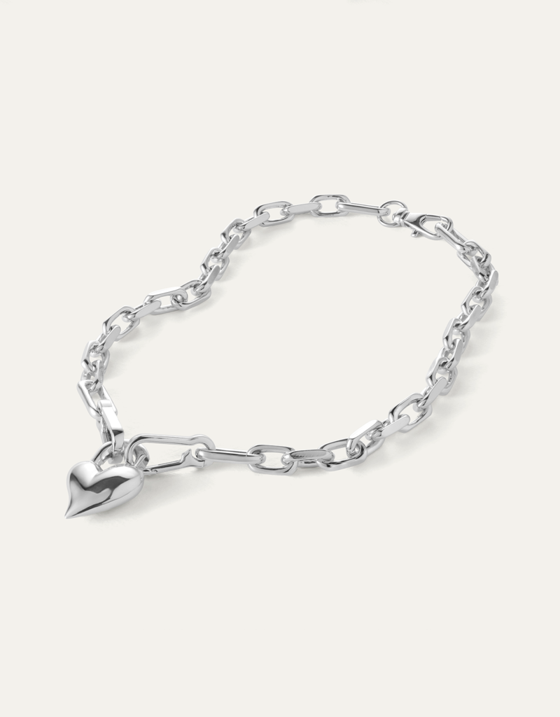 Jenny Bird Padlock Heart Pendant Necklace - Silver