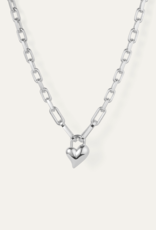Jenny Bird Padlock Heart Pendant Necklace - Silver