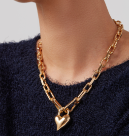Jenny Bird Padlock Heart Pendant Necklace - Gold