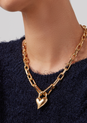 Jenny Bird Padlock Heart Pendant Necklace - Gold
