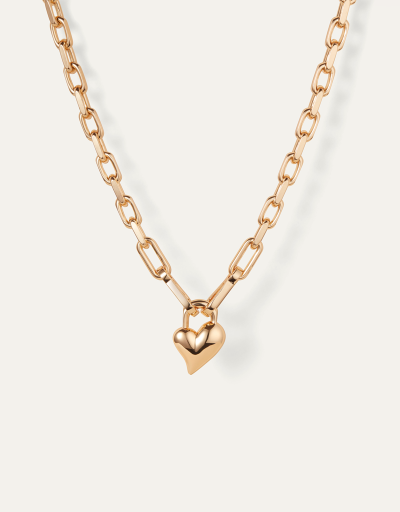 Jenny Bird Padlock Heart Pendant Necklace - Gold
