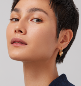 Jenny Bird Padlock Heart Huggie Earrings - Gold