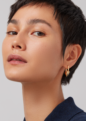 Jenny Bird Padlock Heart Huggie Earrings - Gold