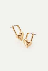 Jenny Bird Padlock Heart Huggie Earrings
