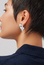 Jenny Bird Art Heart Puff Earrings - Silver