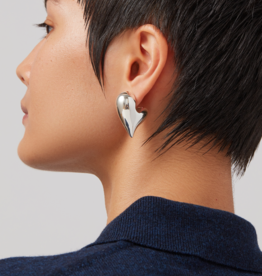 Jenny Bird Art Heart Puff Earrings - Silver