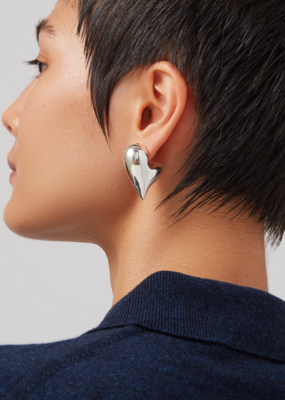Jenny Bird Art Heart Puff Earrings - Silver
