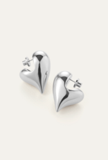 Jenny Bird Art Heart Puff Earrings - Silver
