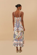 Farm Rio Off-White Boho Glam Loopy Trim Maxi Dress