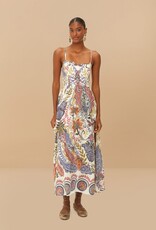 Farm Rio Off-White Boho Glam Loopy Trim Maxi Dress