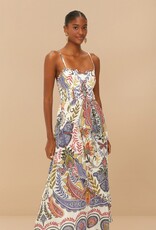 Farm Rio Off-White Boho Glam Loopy Trim Maxi Dress