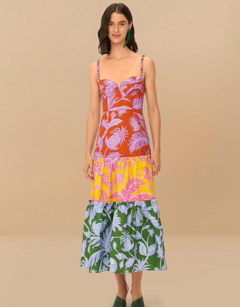 Farm Rio Tropical Swing Mix Midi Dress