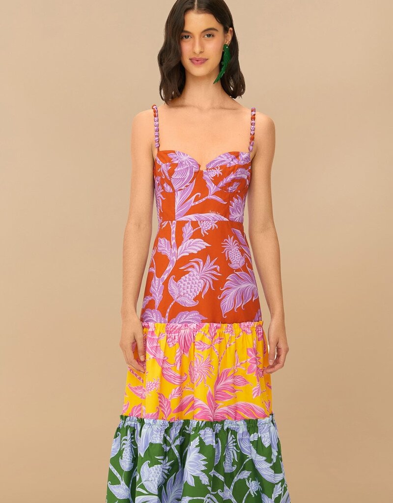 Farm Rio Tropical Swing Mix Midi Dress