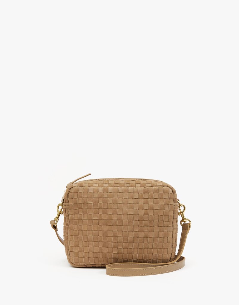 Clare V. Midi Sac - Clay Nappa & Suede Woven Checker