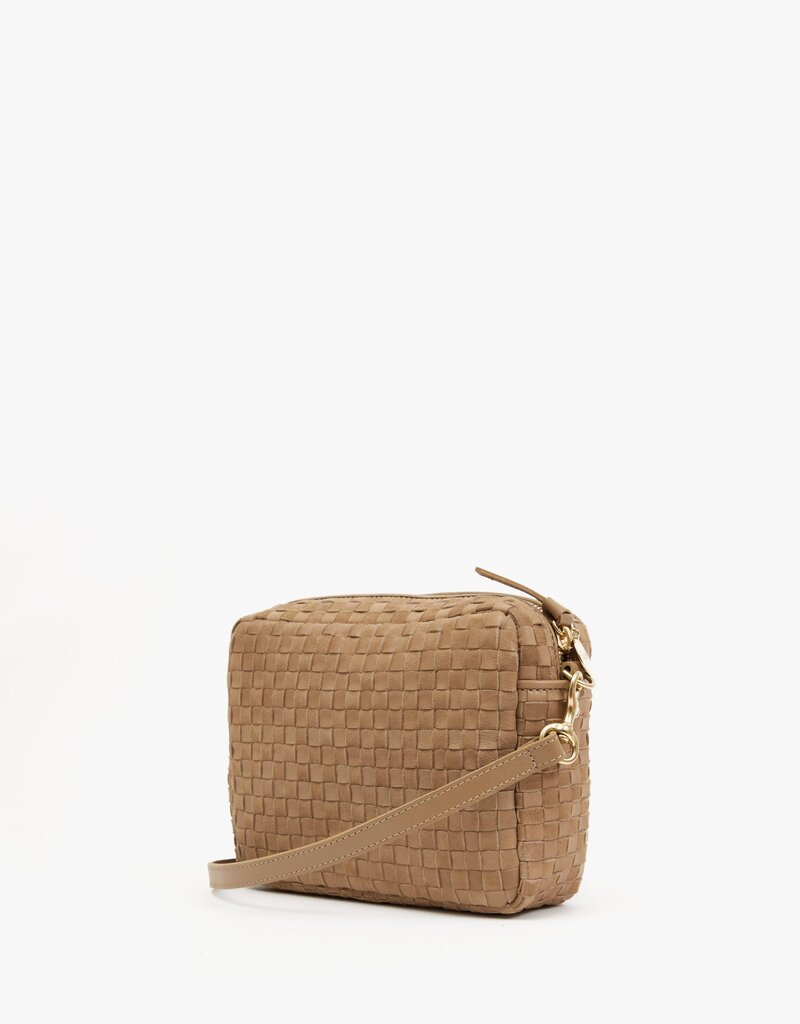 Clare V. Midi Sac - Clay Nappa & Suede Woven Checker