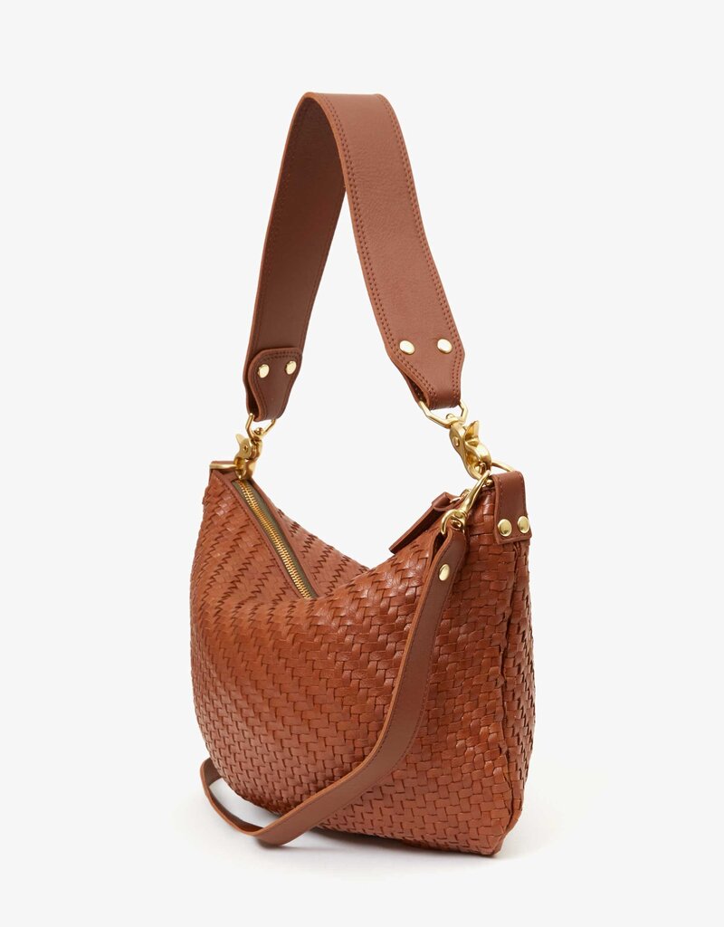 Clare V. Moyen Messenger - Hazelnut Woven Zig Zag