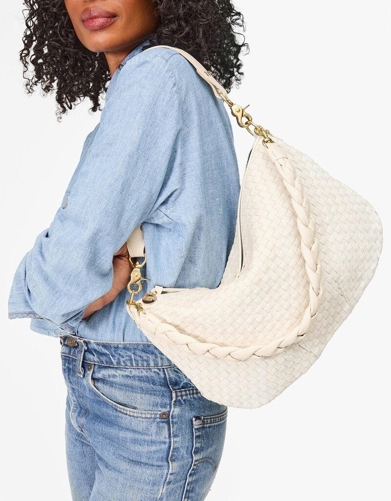 Clare V. Shoulder Strap - Cream Braided Nappa