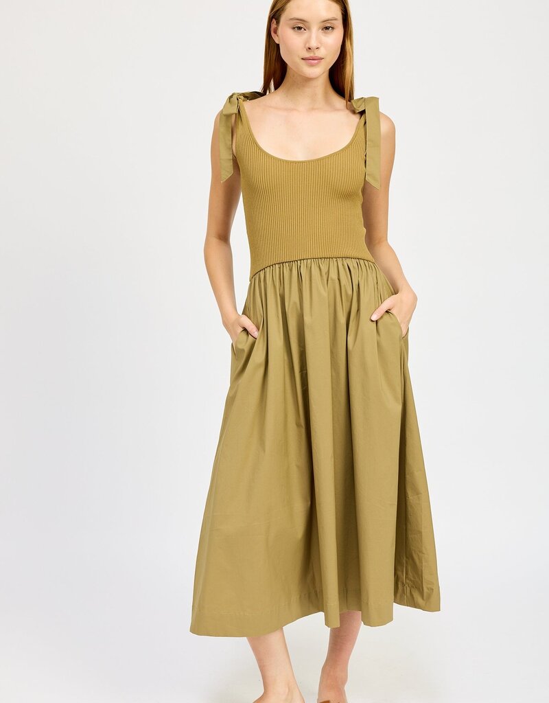En Saison Wren Mixed Media Midi Dress