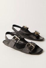 Free People Blossom Buckle Sandal - Black Leather