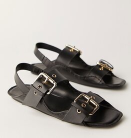 Free People Blossom Buckle Sandal - Black Leather