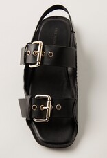 Free People Blossom Buckle Sandal - Black Leather