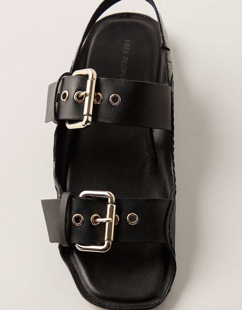 Free People Blossom Buckle Sandal - Black Leather