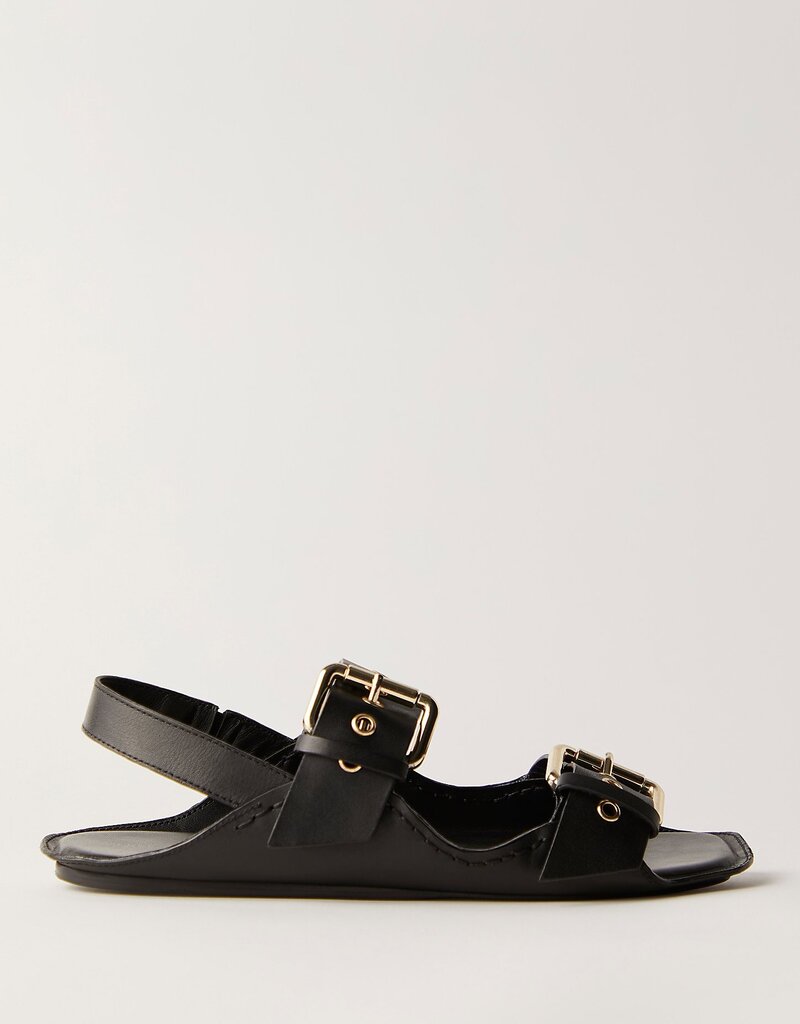 Free People Blossom Buckle Sandal - Black Leather