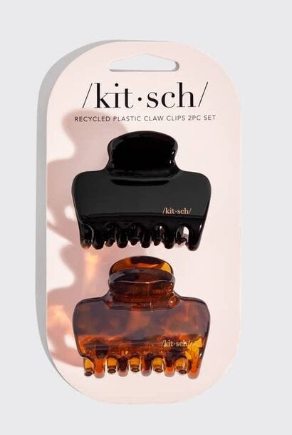 Medium Puffy Claw Clips 2pc Set - Black/Tort