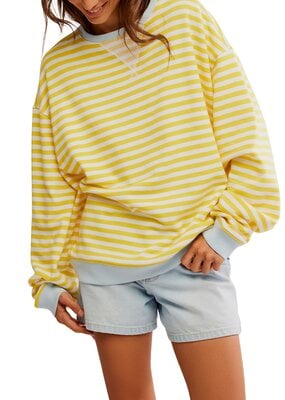 Free People Classic Striped Oversized Crewneck