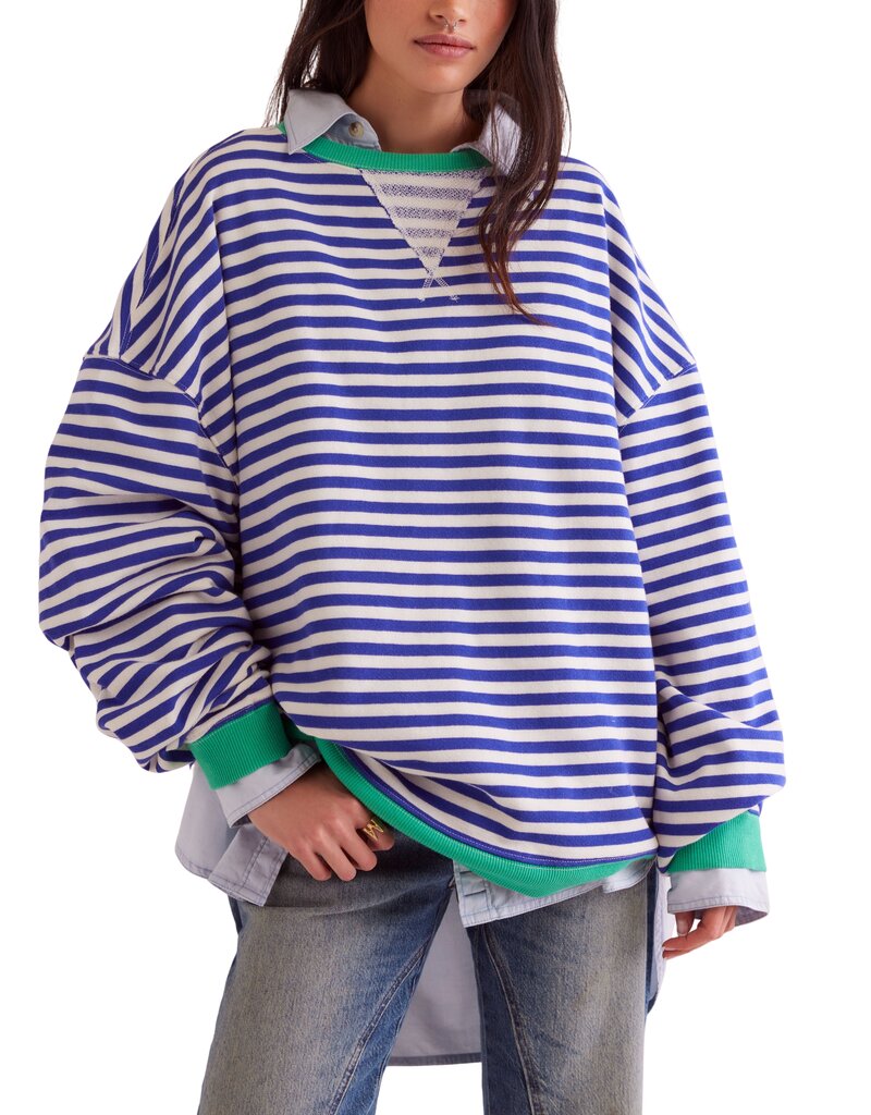 Free People Classic Striped Oversized Crewneck
