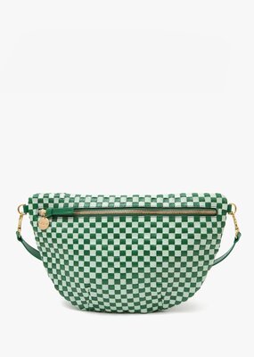 Clare V. Grande Fanny - Fern & Mist Woven Checker