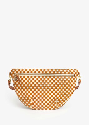 Clare V. Grande Fanny - Natural & Cream Woven Checker