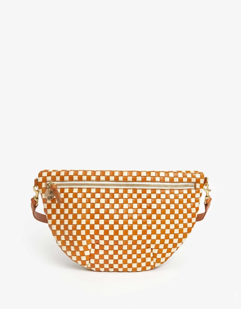 Clare V. Grande Fanny - Natural & Cream Woven Checker