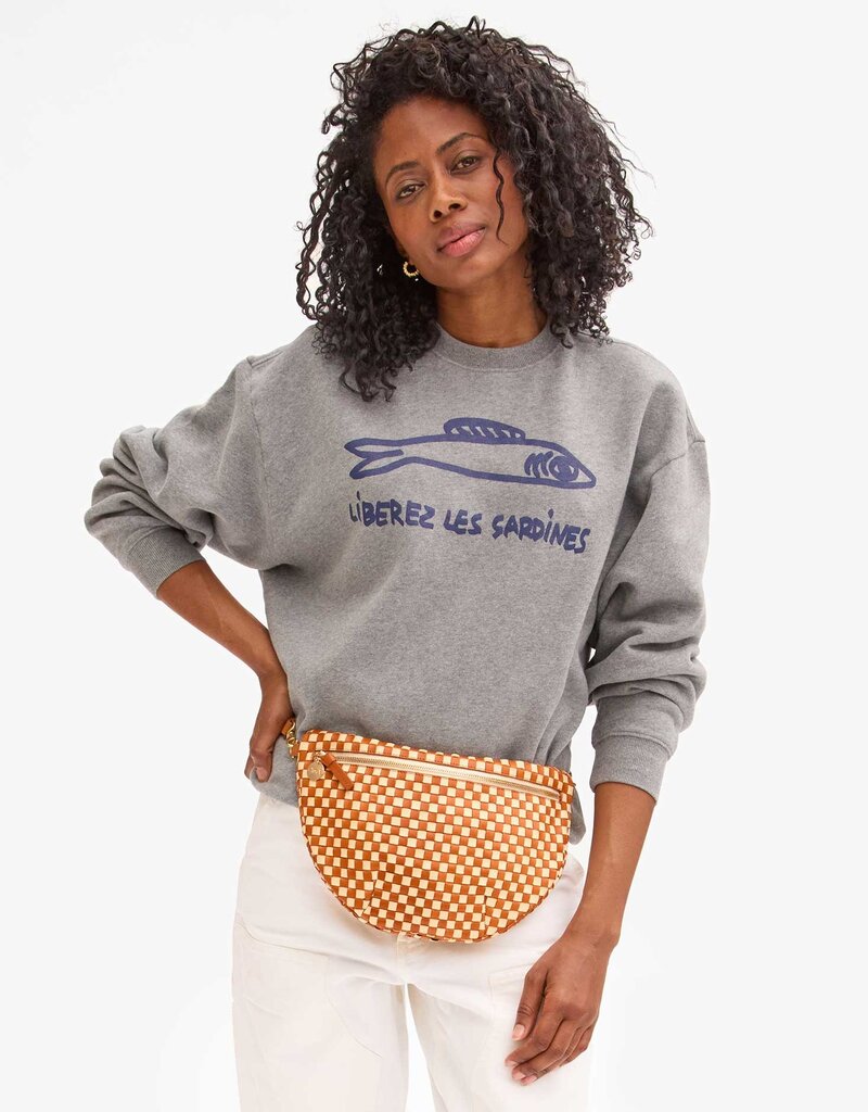 Clare V. Grande Fanny - Natural & Cream Woven Checker