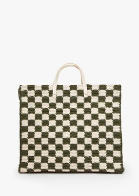 Clare V. Summer Simple Tote - Olive & Cream Crochet