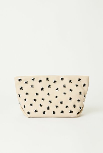 Gia Grommet Clutch - Bone Silver