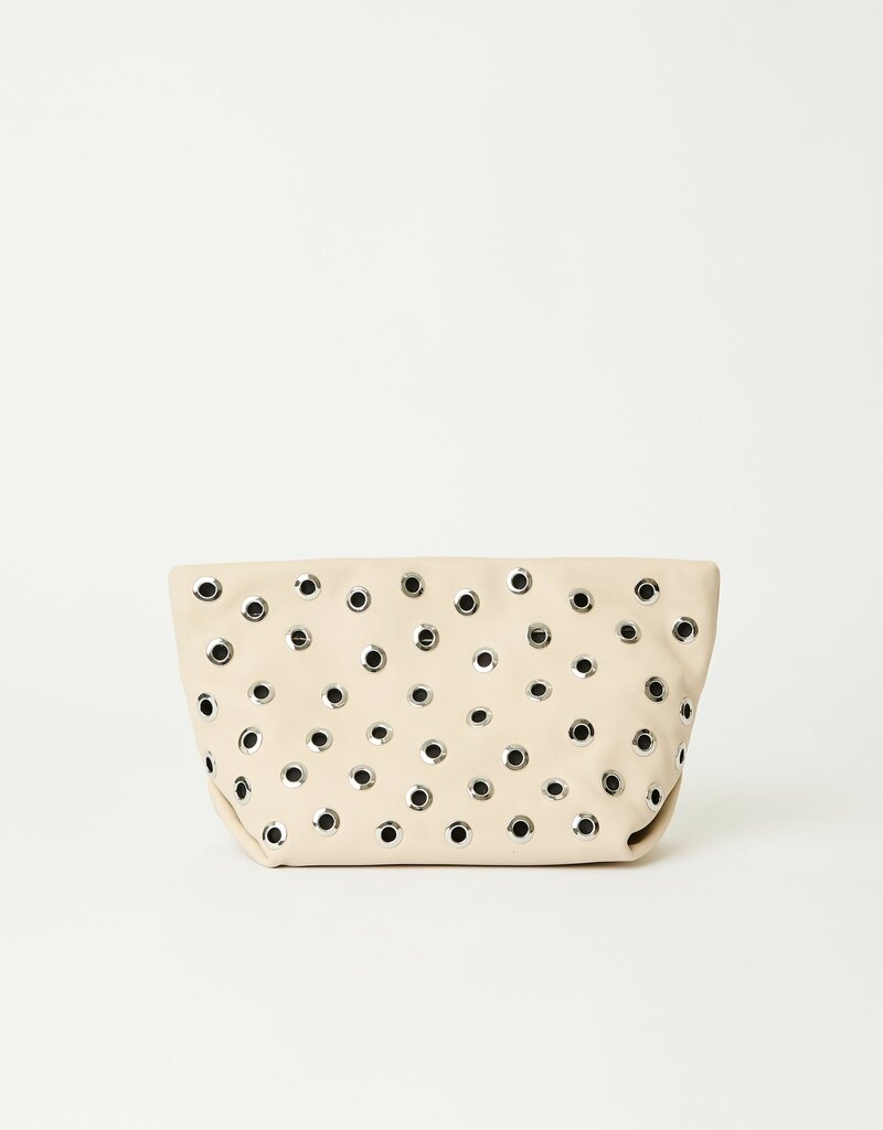B-Low the Belt Gia Grommet Clutch - Bone Silver