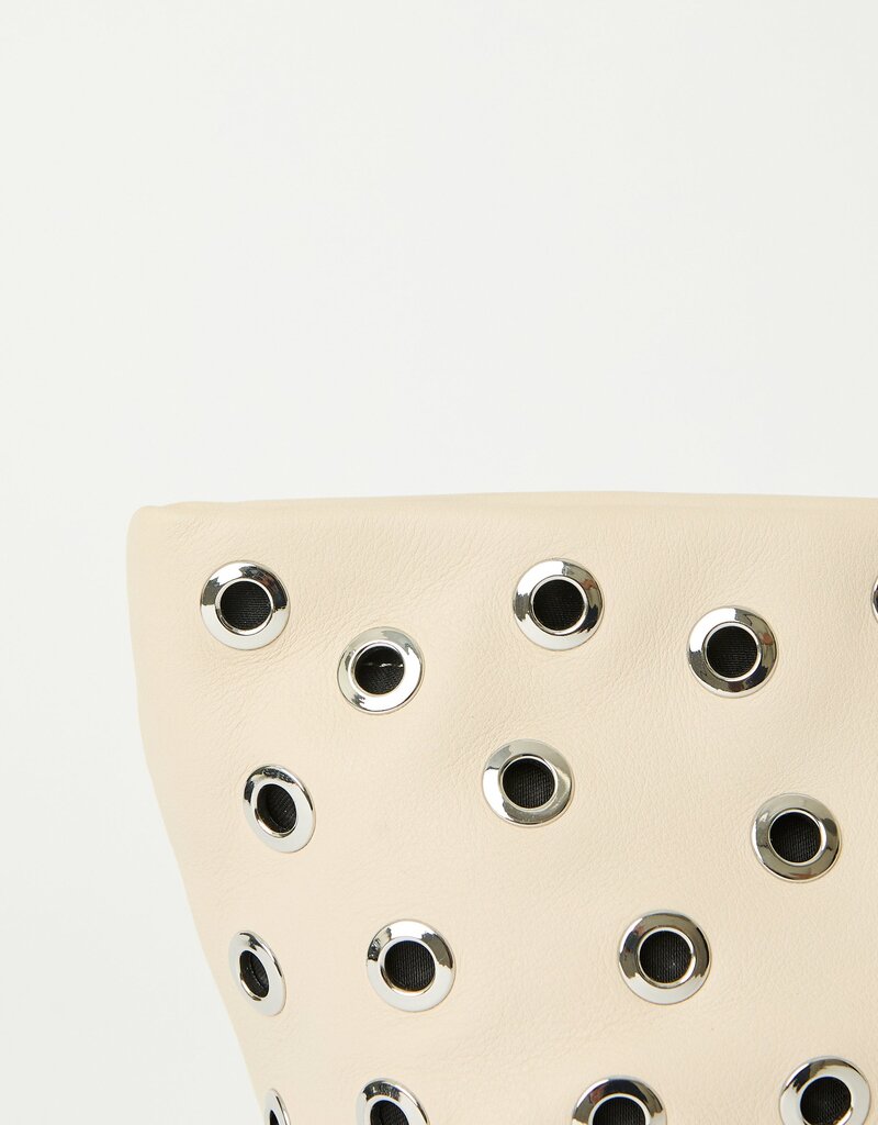 B-Low the Belt Gia Grommet Clutch - Bone Silver