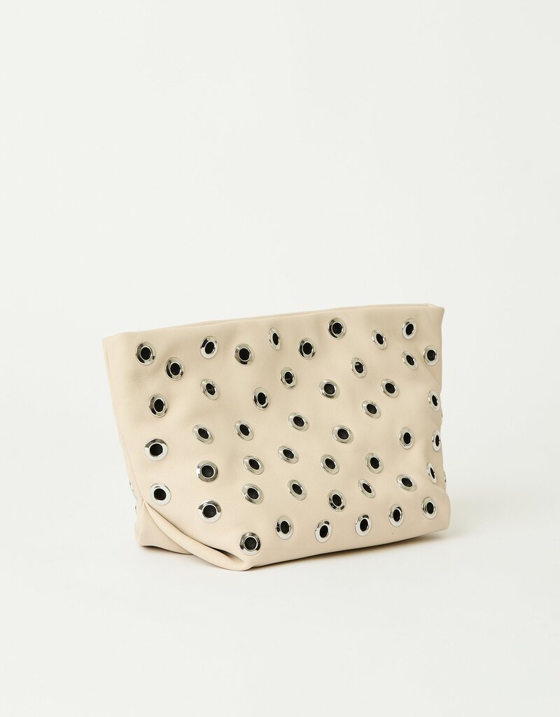 B-Low the Belt Gia Grommet Clutch - Bone Silver