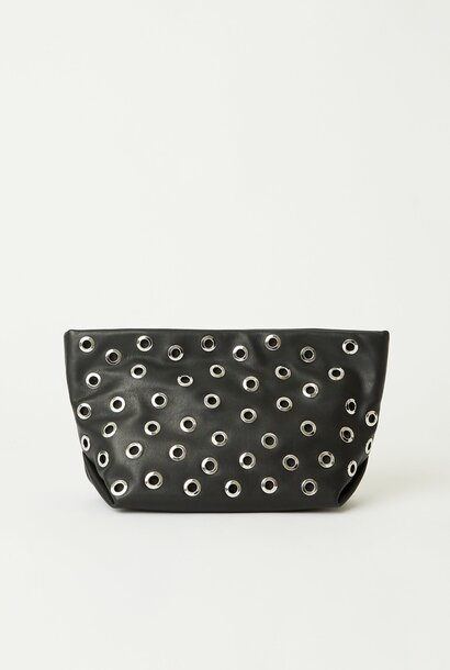 Gia Grommet Clutch - Black Silver