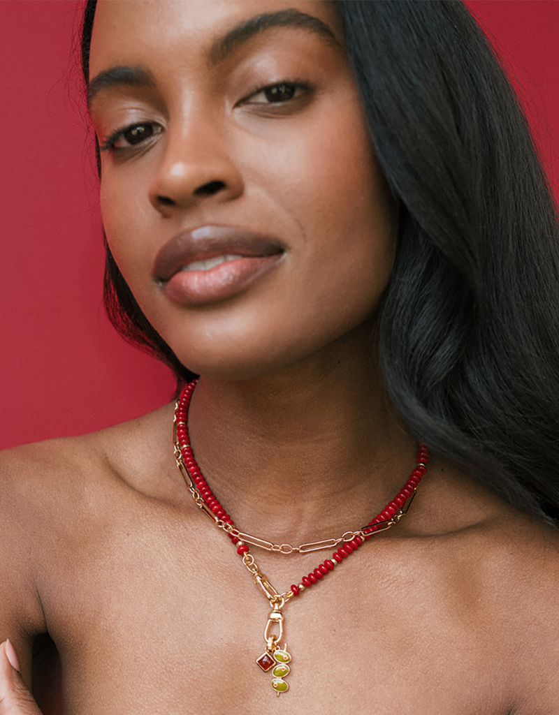 Sonia Gemstone Necklace - Tomato