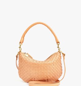 Clare V. Petit Moyen Messenger - Bisque Woven Checker