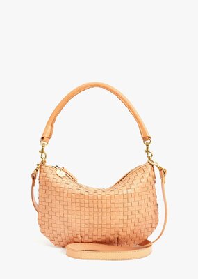 Clare V. Petit Moyen Messenger - Bisque Woven Checker