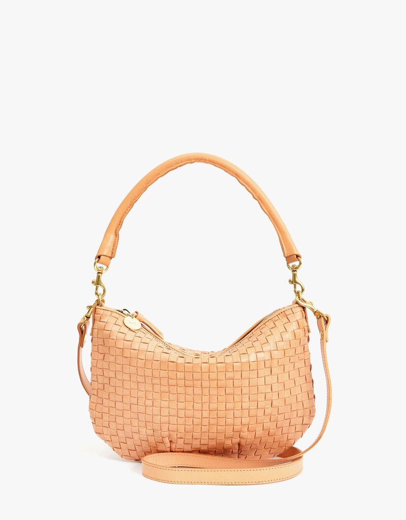 Clare V. Petit Moyen Messenger - Bisque Woven Checker