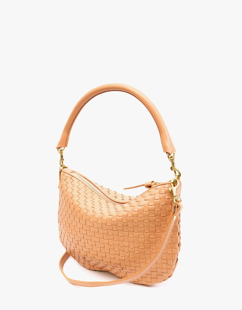 Clare V. Petit Moyen Messenger - Bisque Woven Checker