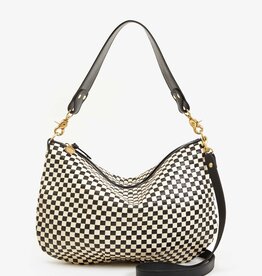 Clare V. Moyen Messenger - Black & Cream Woven Checker