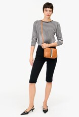 Clare V. Midi Sac - Natural w/ Black & Cream Stripe